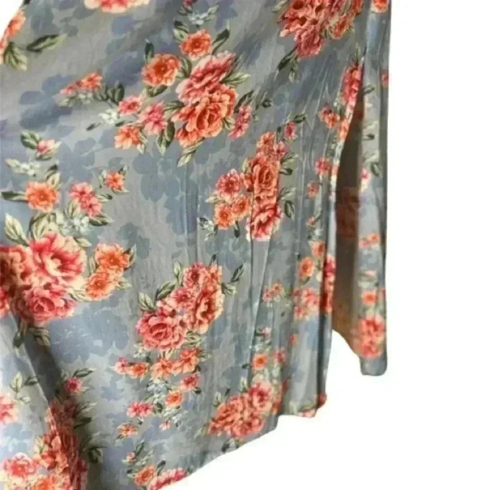 Band of Gypsies Floral Maxi Dress  Blue/Coral Medium NWT boho garden girl fairy - Picture 9 of 15